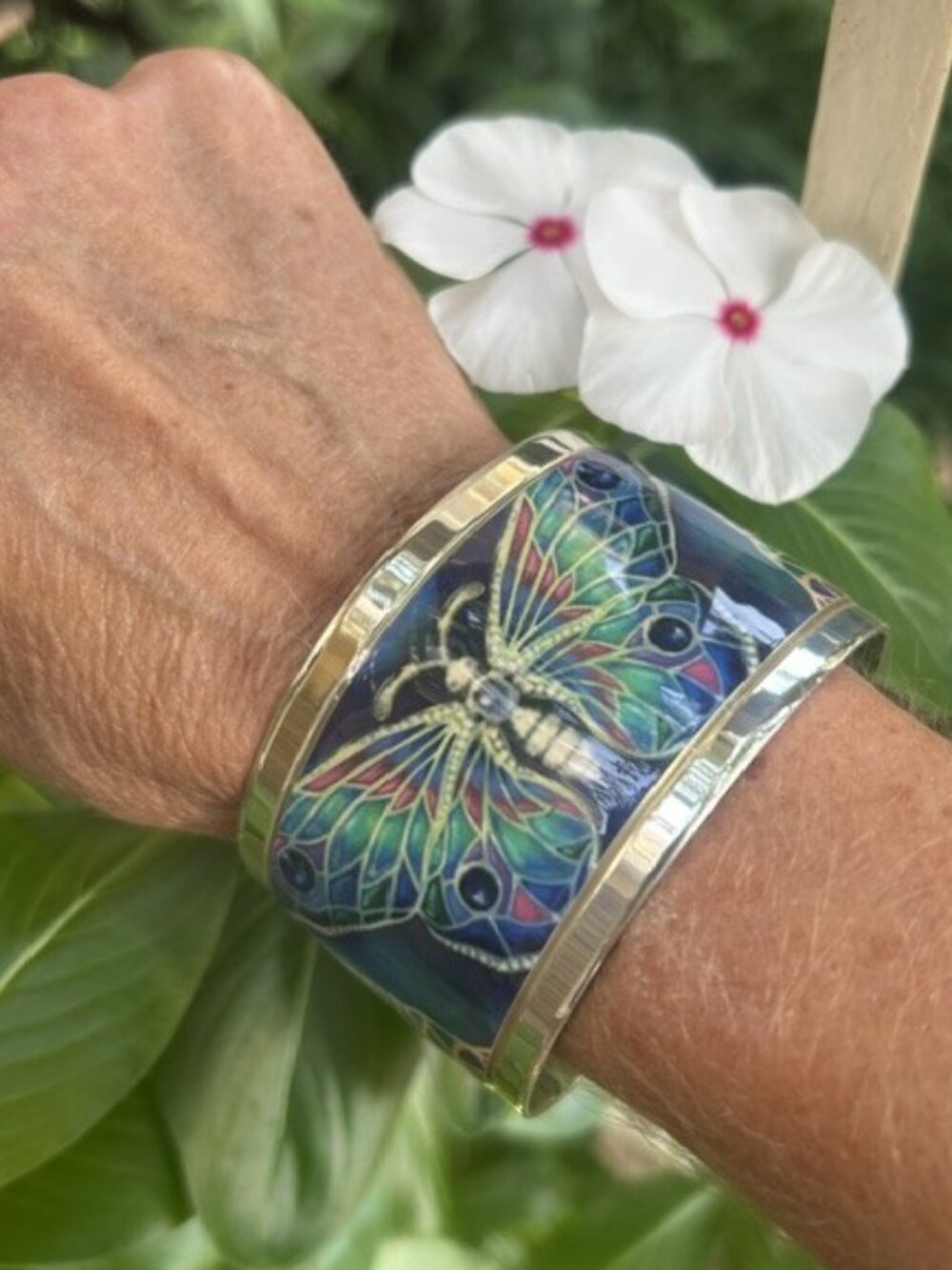 BRIGHTON Collectible “Pop Appeal” BUTTERFLY Silver Enamel Cuff BRACELET - Picture 4 of 11